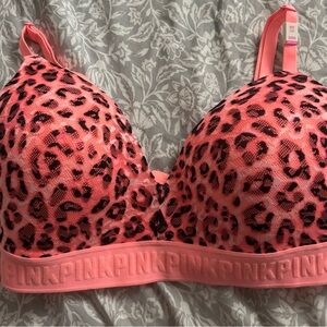 PINK Victoria's Secret Leopard Print Bra - Pink and Black